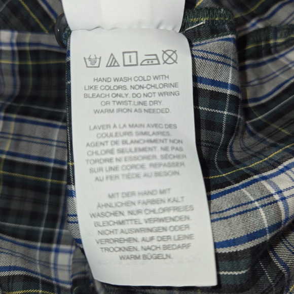 J Crew Womens XS Plaid Button Up Shirt Sequins Green Blue Round Hem Lace Casual - Picture 9 of 11